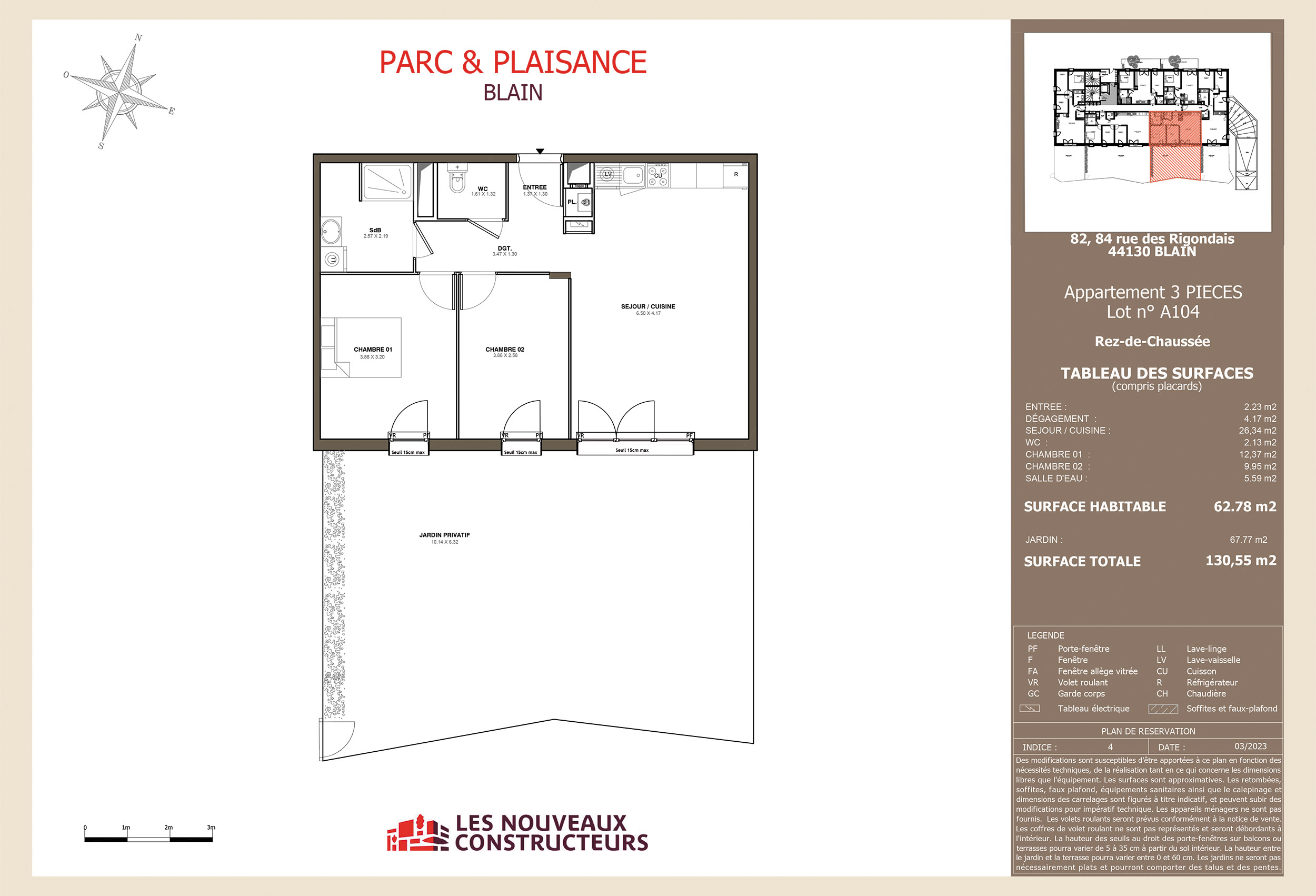 Blain - Parc et Plaisance - 3 pieces