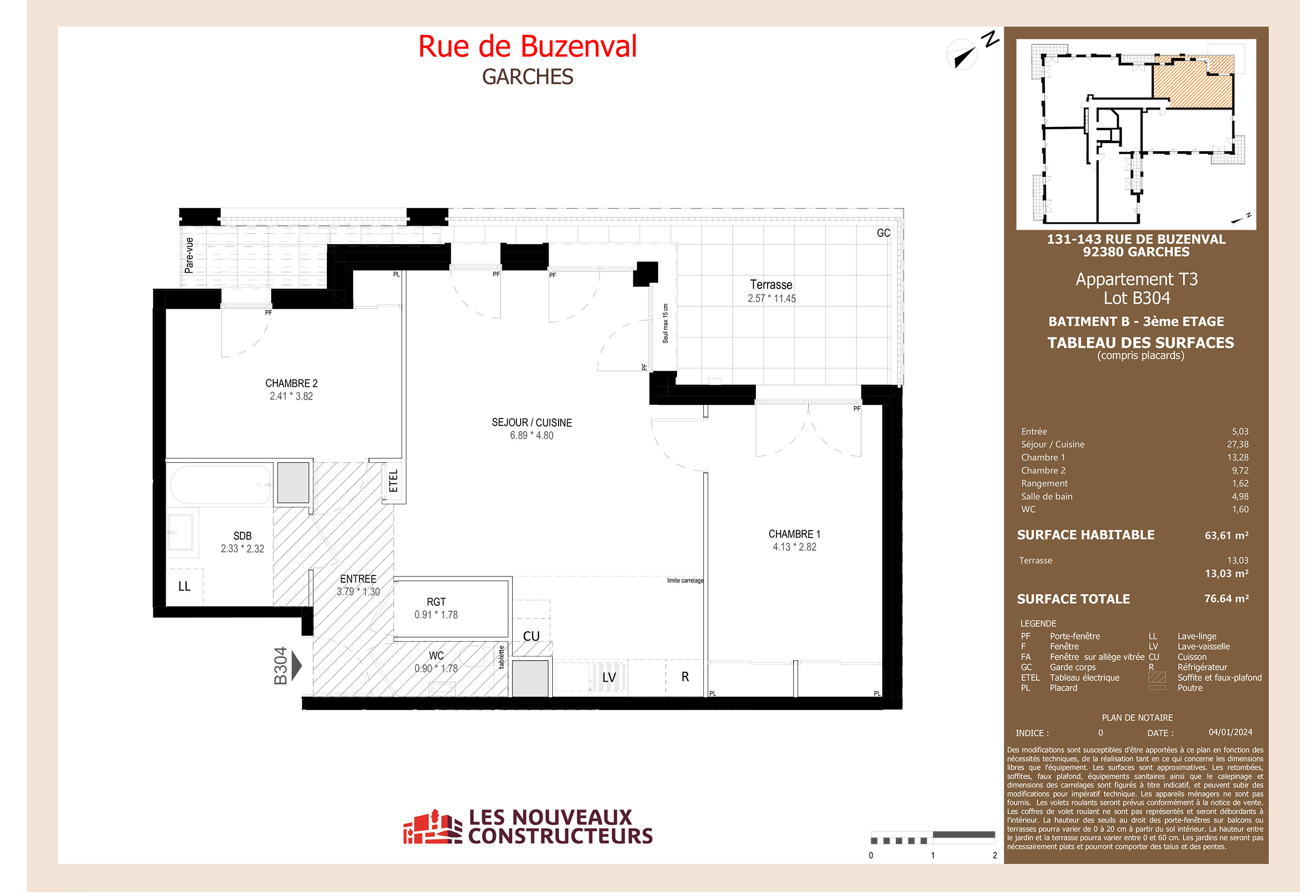 GARCHES - Rue de Buzenval - Lot b304 - 3 pièces