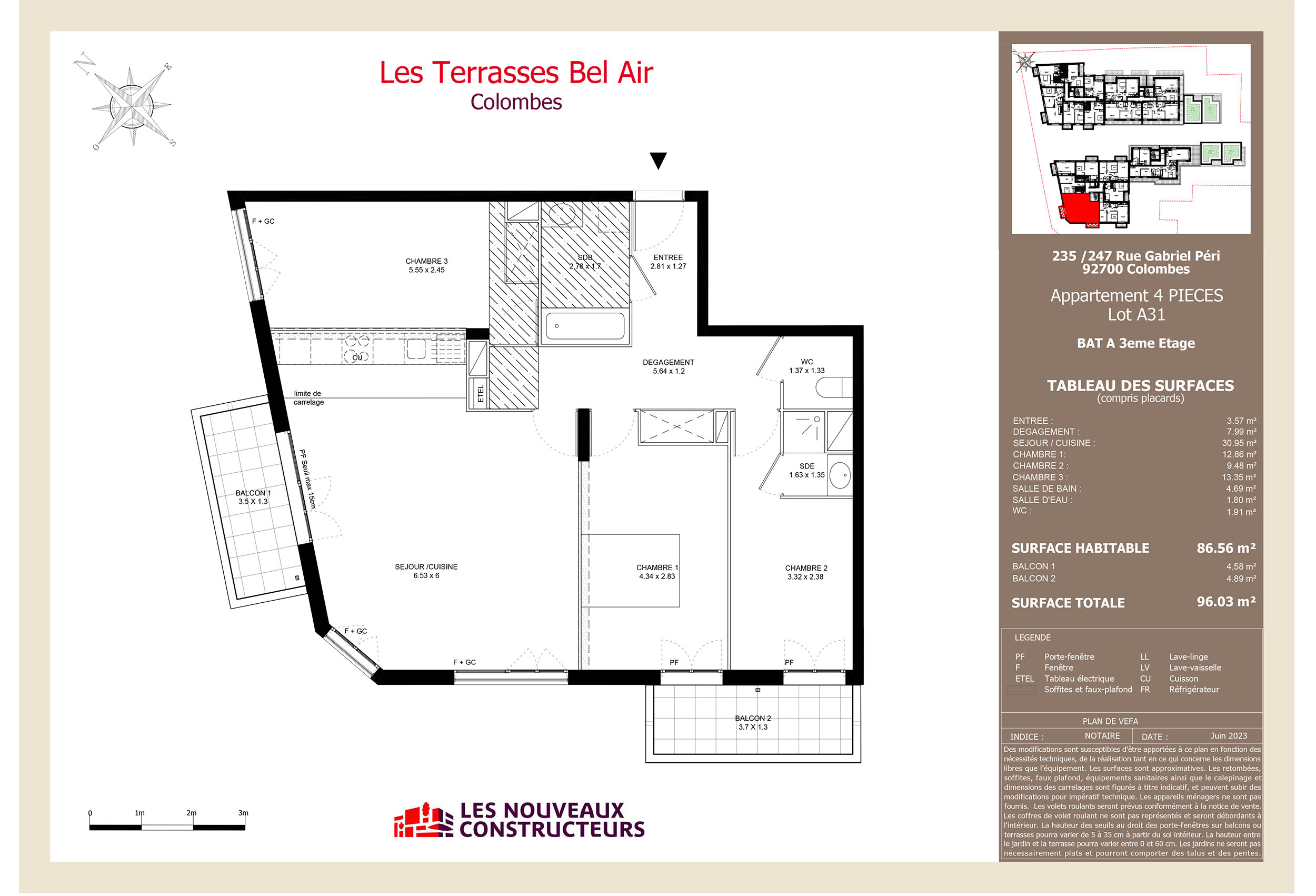Colombes - Les Terrasses Bel Air - Lot a31 - 4 Pièces