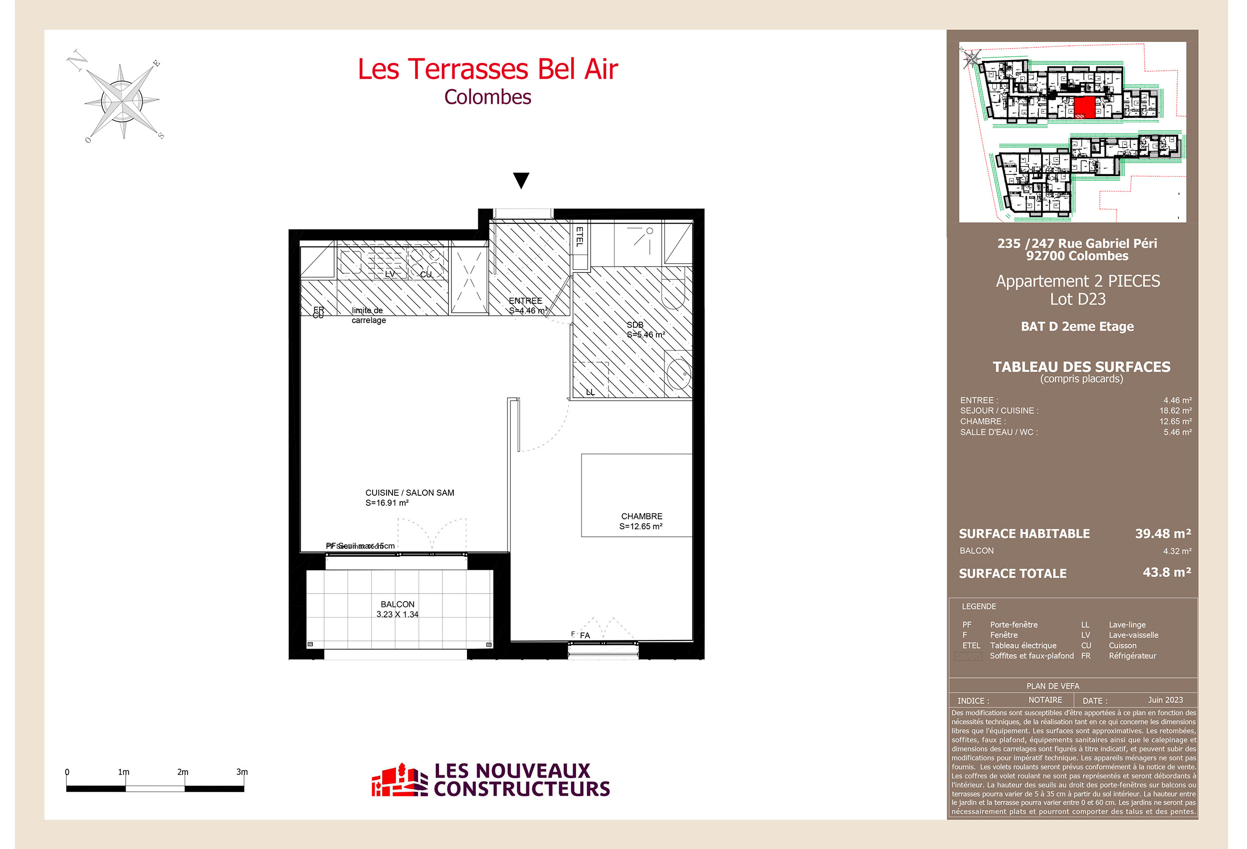Colombes - Les Terrasses Bel Air - Lot d23 - 2 Pièces