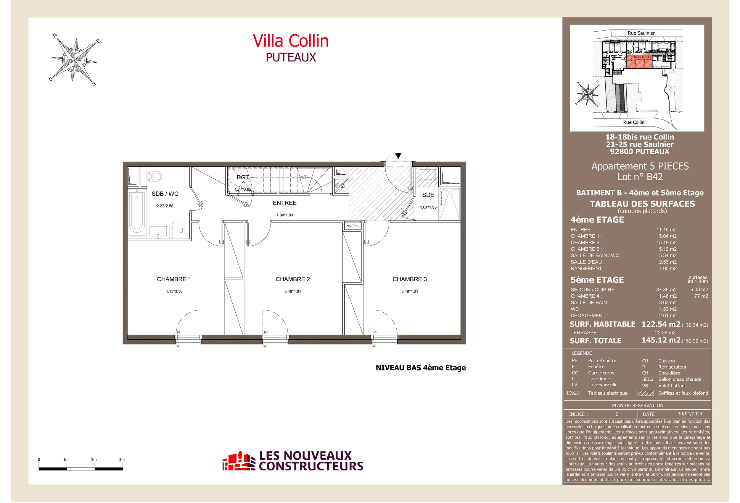 Puteaux -  Villa Collin - Lot b42 - 5 pièces