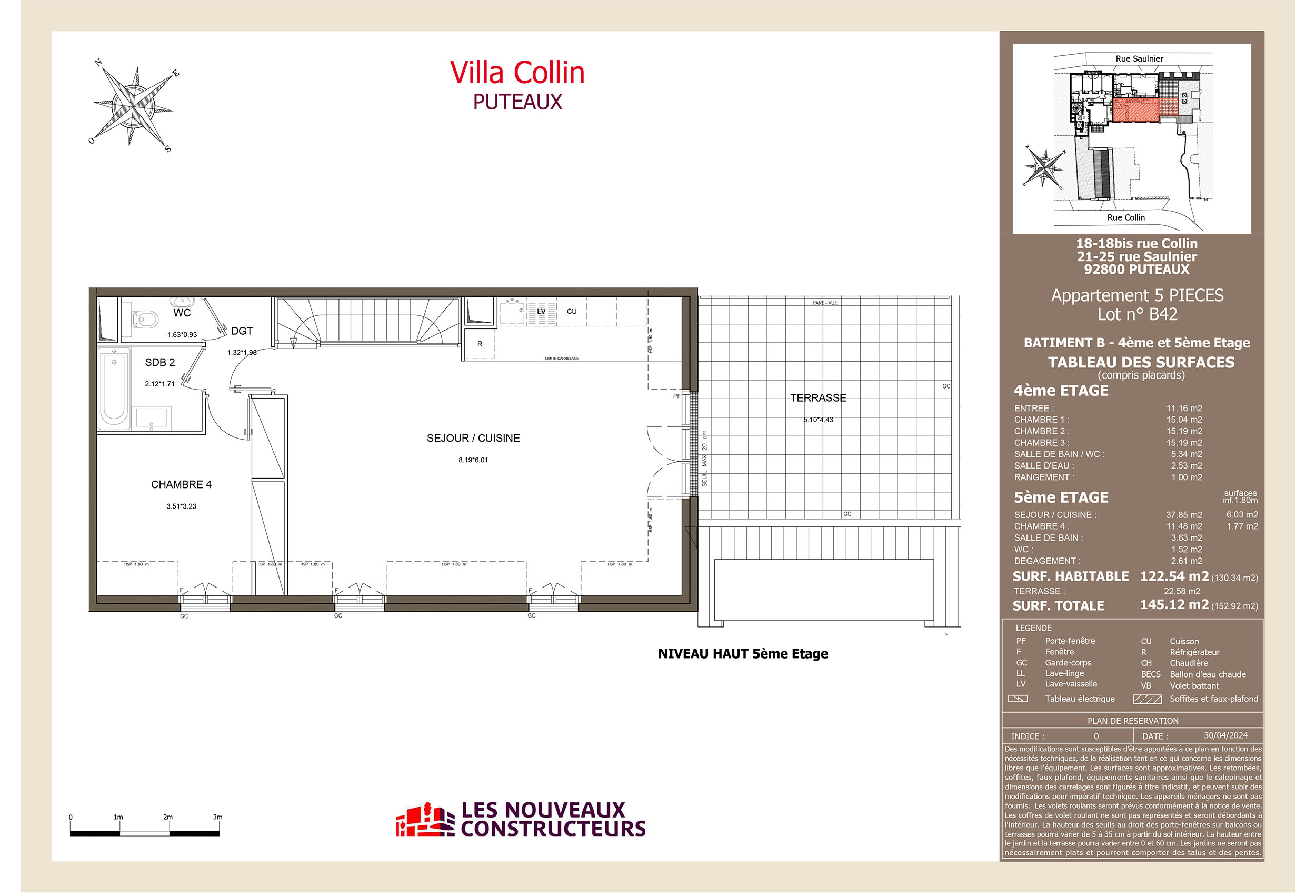 Puteaux -  Villa Collin - Lot b42 - 5 pièces